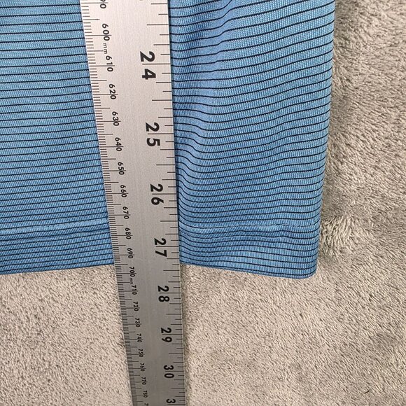 Mens Eleven Straight Byron Nelson Blue & Black Striped Polo Shirt Short Sleeve L - Picture 7 of 8